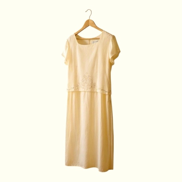 Jessica Howard Cream Embroidered Midi Dress Size 14 | Fully Lined | 55” Length - Picture 11 of 12